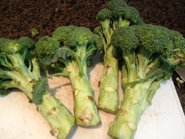 Start with fresh broccoli, cut off the bulky stems and trim as you like