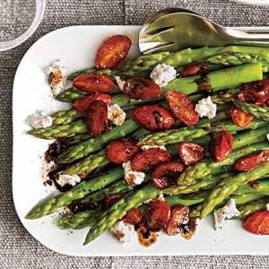 Asparagus with balsamic tomatoes.